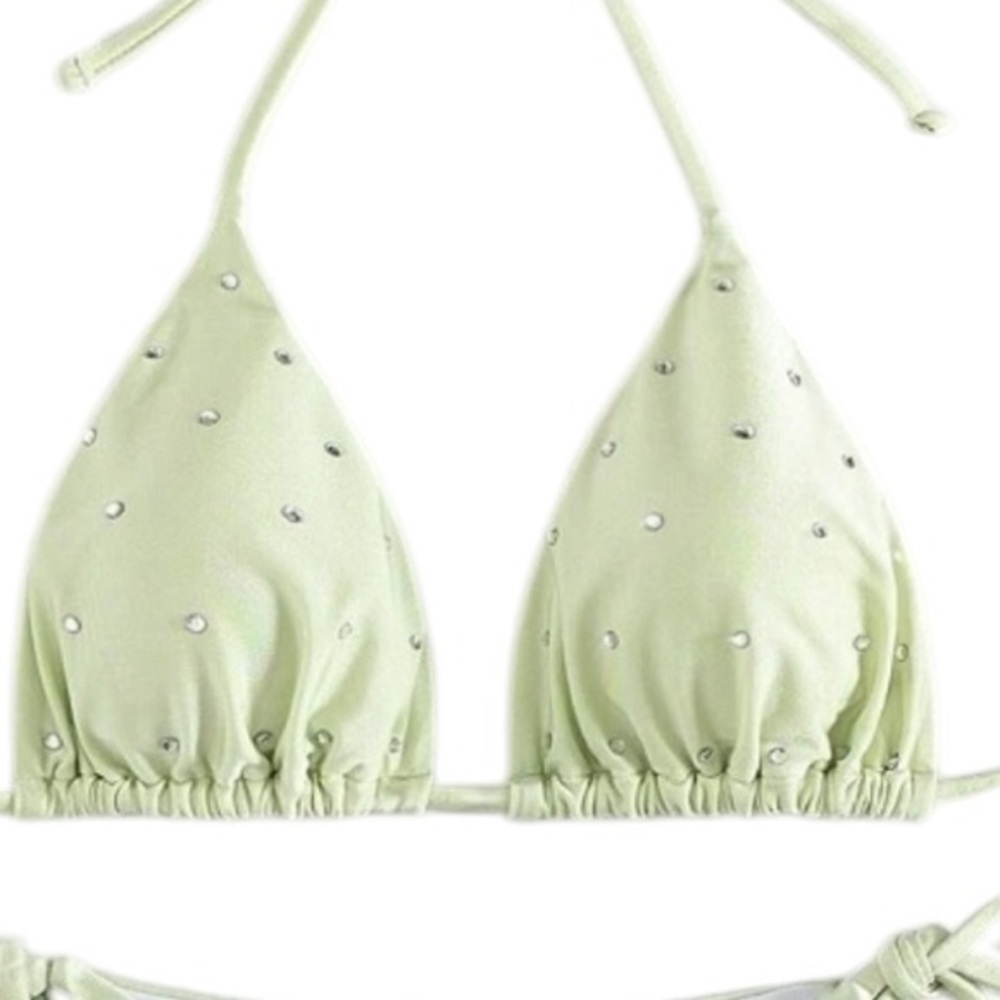 Nwt Light Green String Bikini With Rhinestone Acc… - image 6